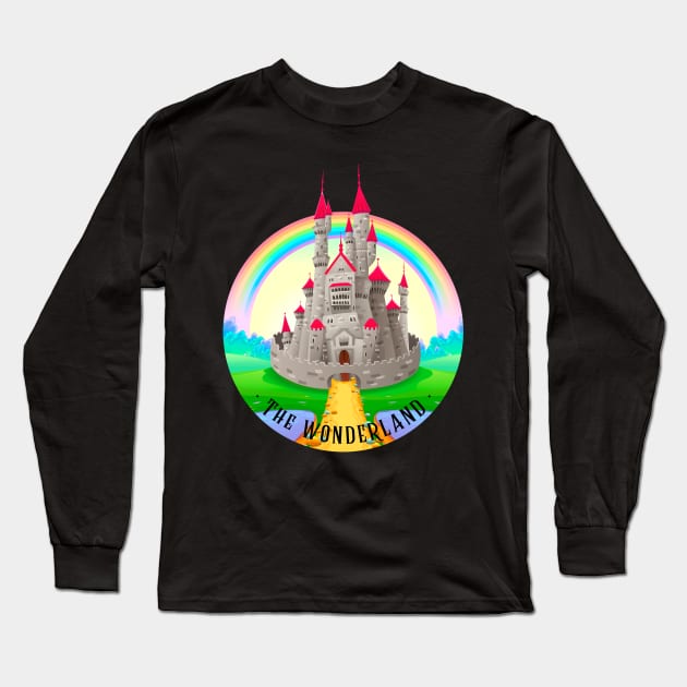 The Wonderland Magical Rainbow Castle Long Sleeve T-Shirt by Eva Wolf